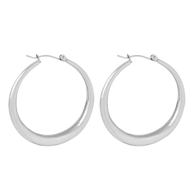 Bold Gold-Plated 316 Stainless Steel Dome Hoop Earrings - Silver