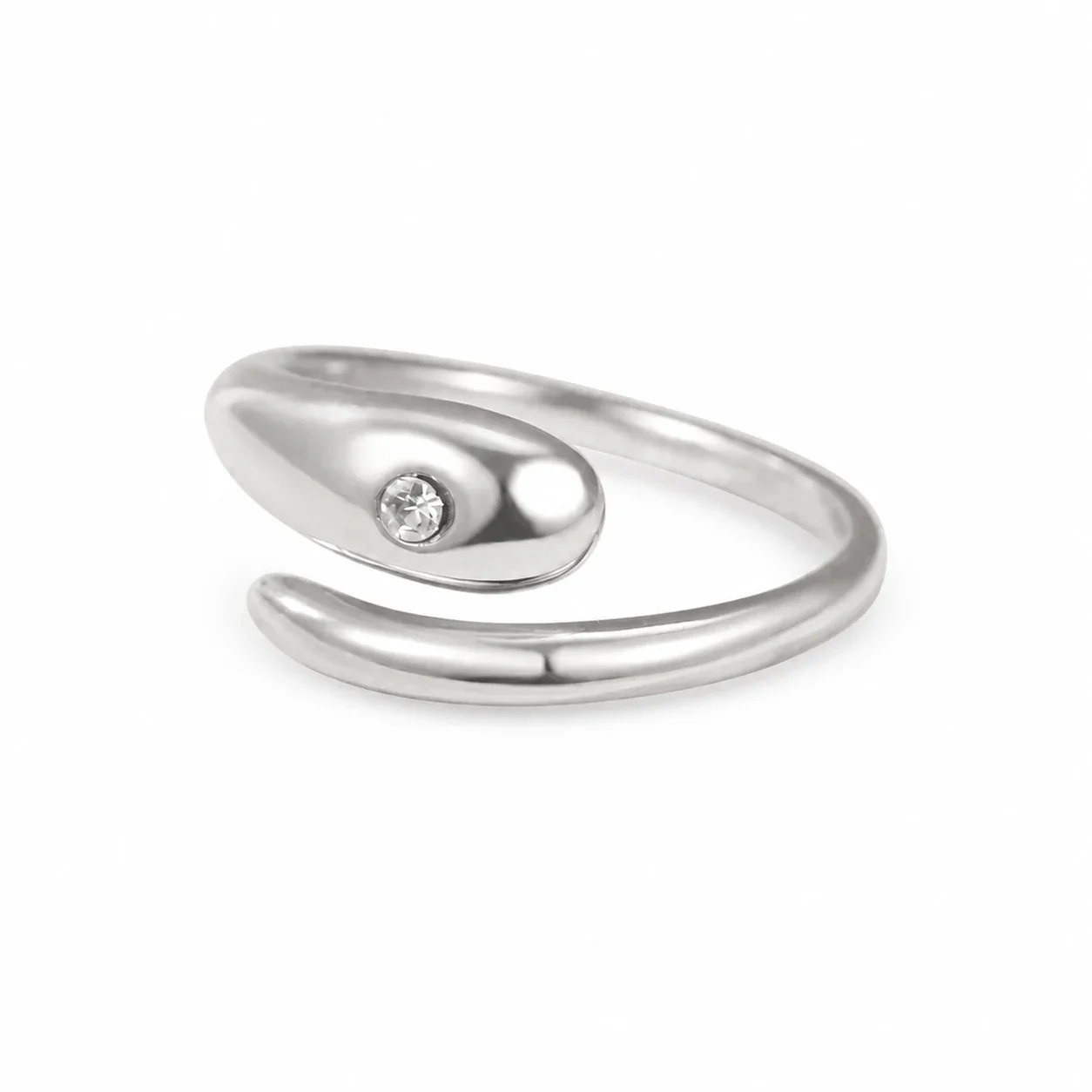 Sleek Gold-Plated Open-Front Teardrop CZ Ring