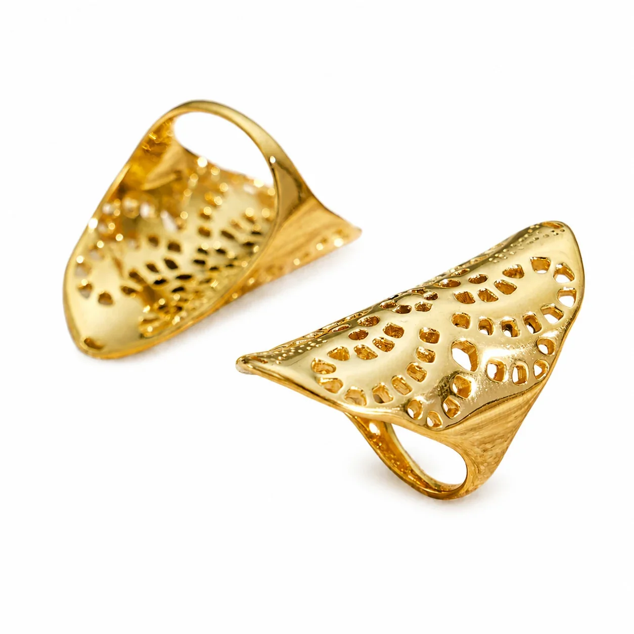 Sculptural Gold-Plated 316L Openwork Dome Statement Ring