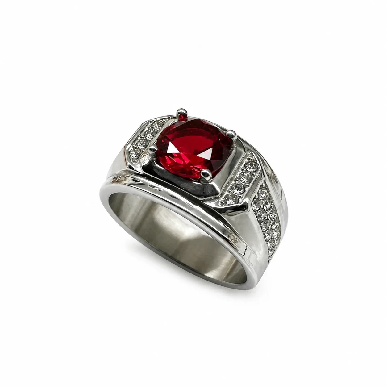 Bold 316 Stainless Steel Cushion CZ Signet Ring