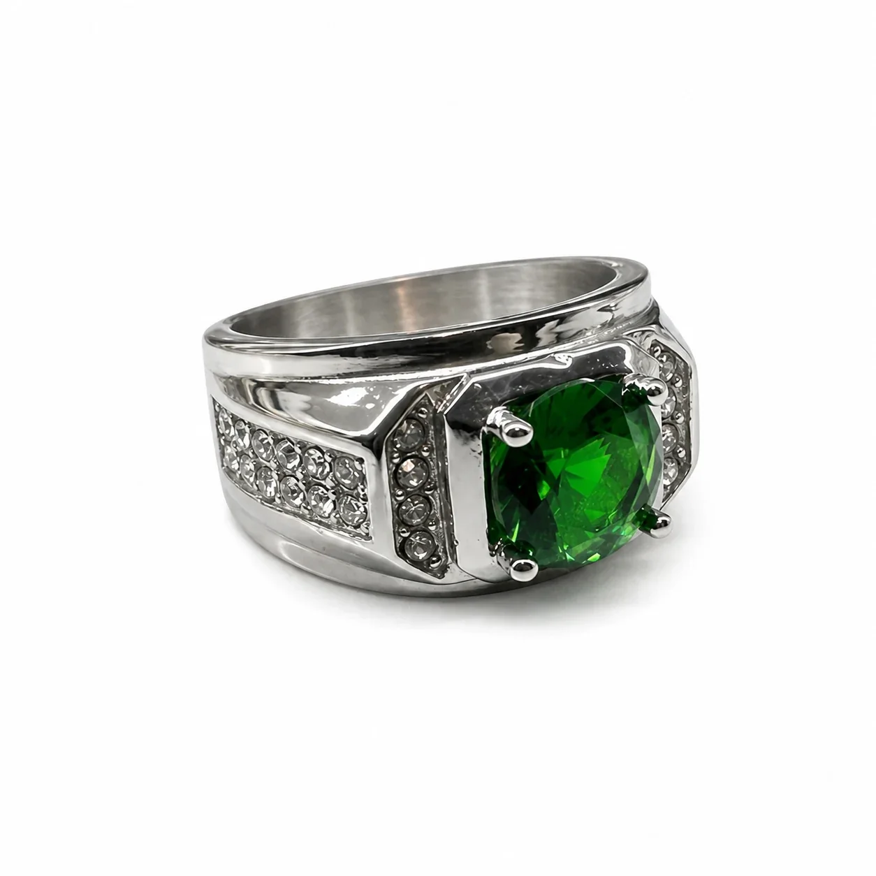Bold 316 Stainless Steel Cushion CZ Signet Ring