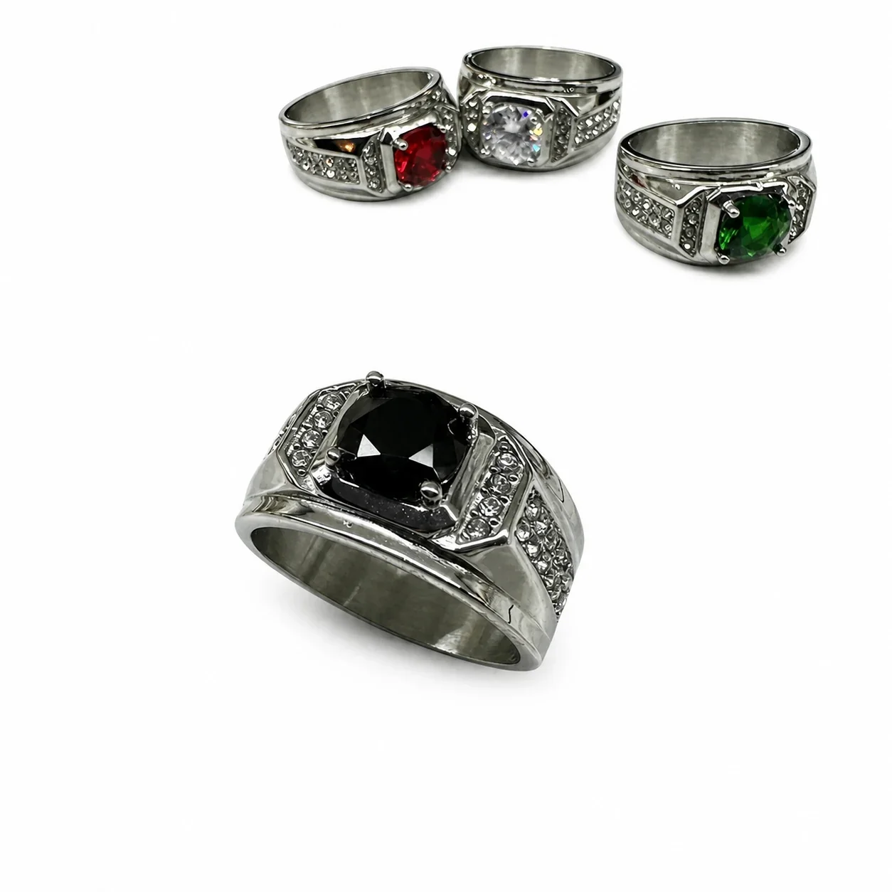 Bold 316 Stainless Steel Cushion CZ Signet Ring
