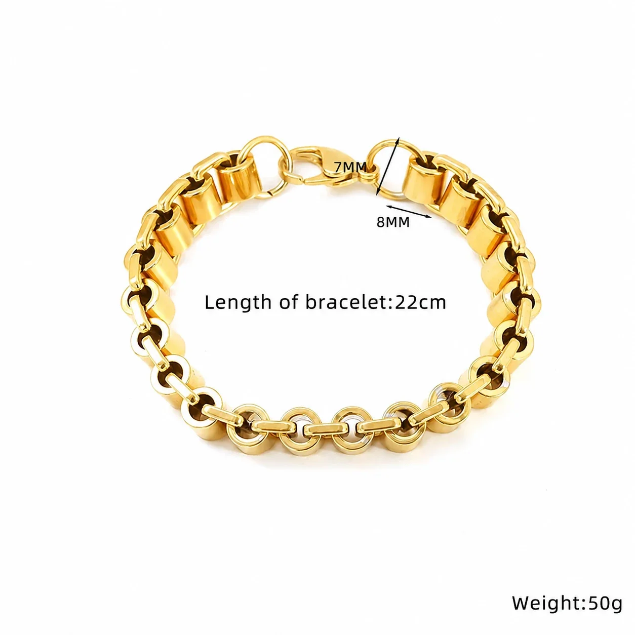 Bold Gold-Plated Stainless Steel Geometric Link Bracelet - Gold Style SH686