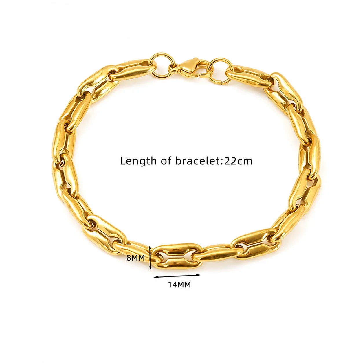 Bold Gold-Plated Stainless Steel Geometric Link Bracelet - Gold Style SH677