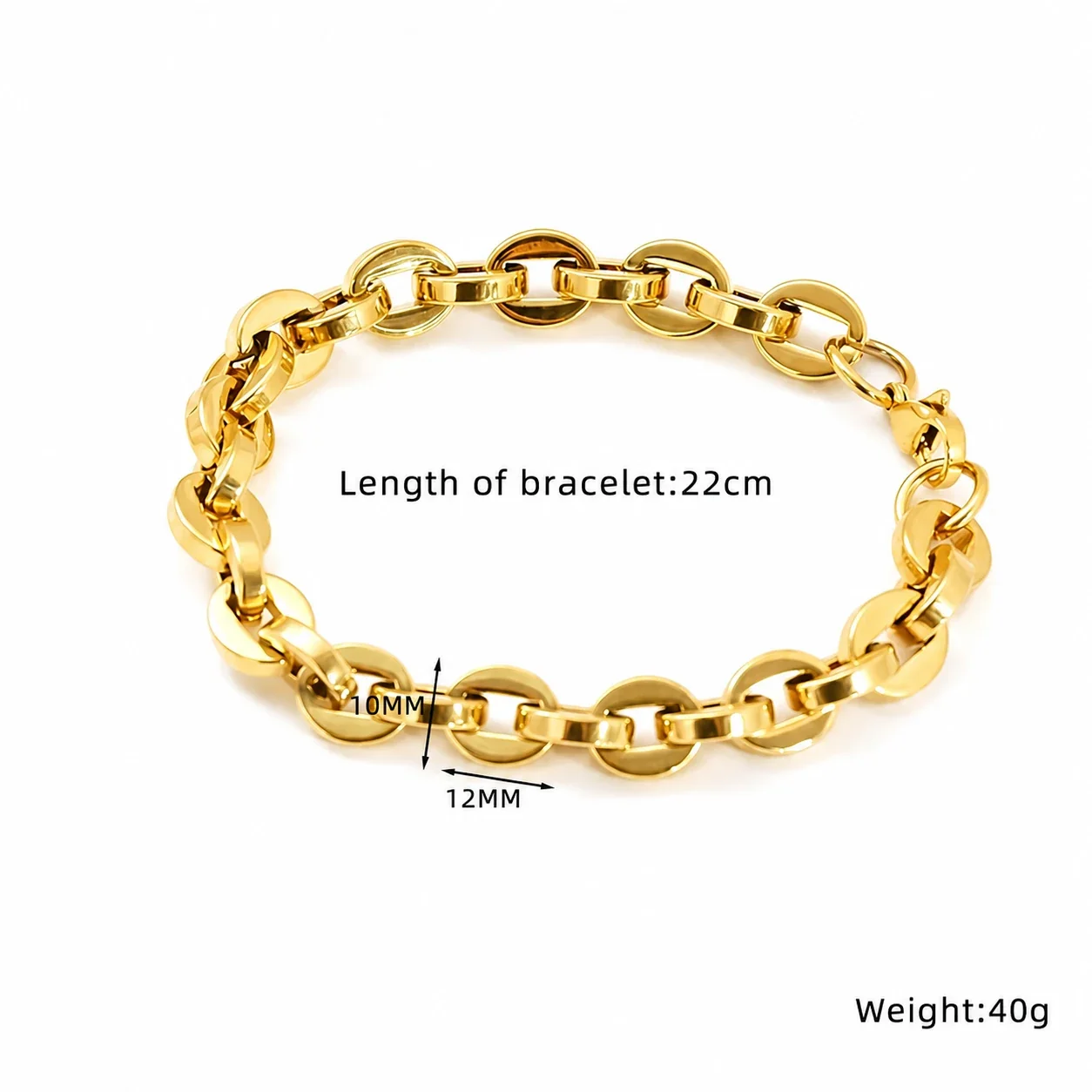 Bold Gold-Plated Stainless Steel Geometric Link Bracelet - Gold Style SH678