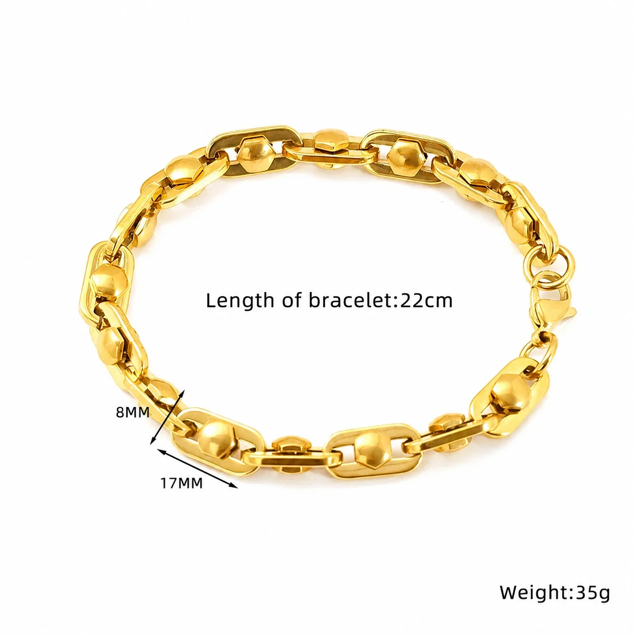 Bold Gold-Plated Stainless Steel Geometric Link Bracelet - Gold Style SH683