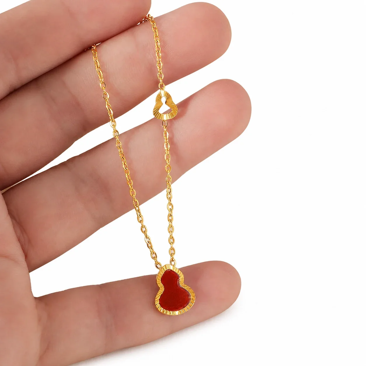 Refined Gold-Plated Gourd Pendant O-Chain Necklace
