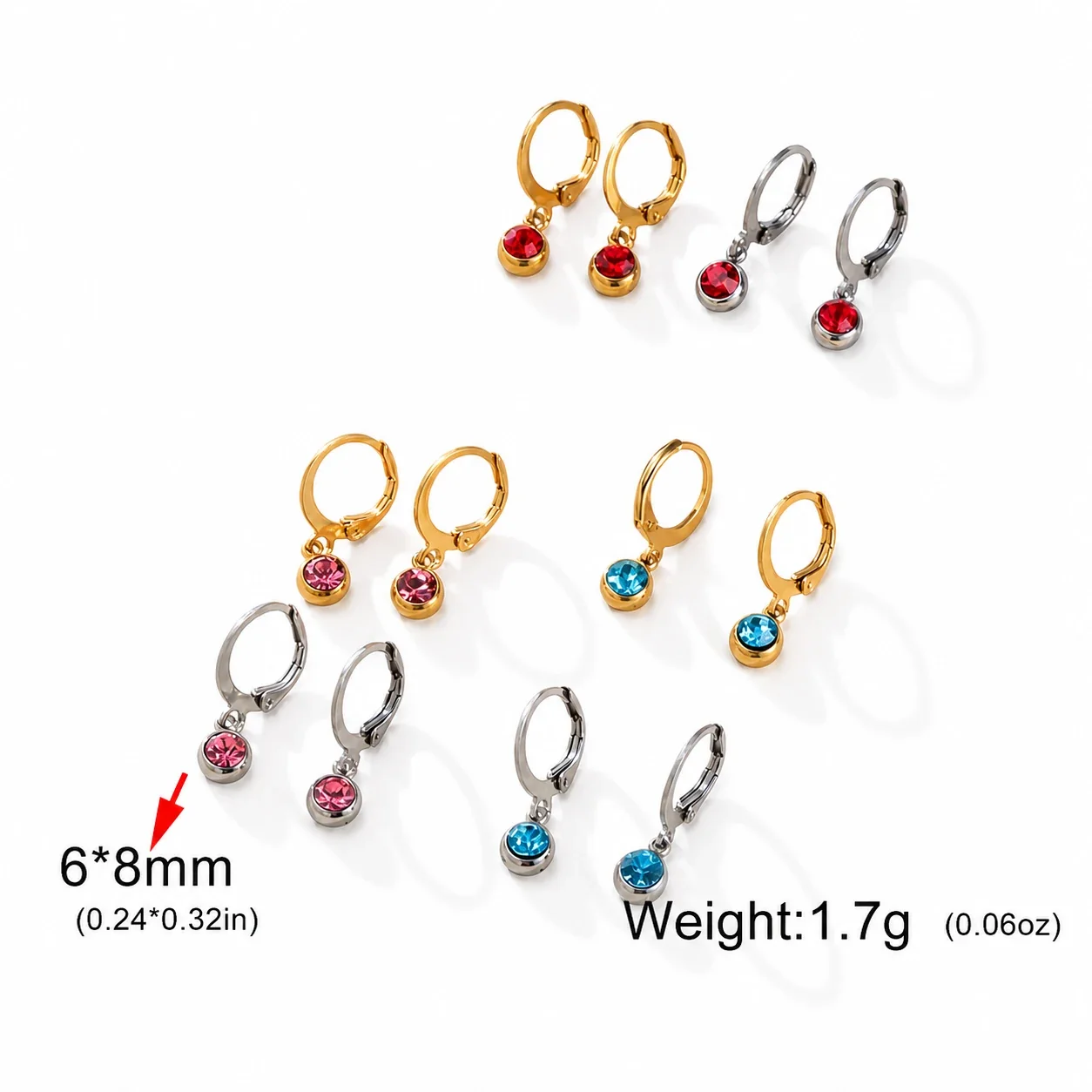 Petite Stainless Steel Round Bezel Crystal Huggie Earrings