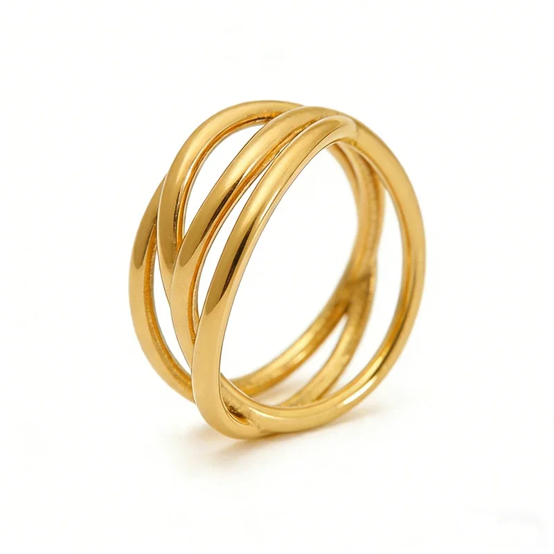 Fluid 316 Stainless Steel Interlaced Multi-Band Ring