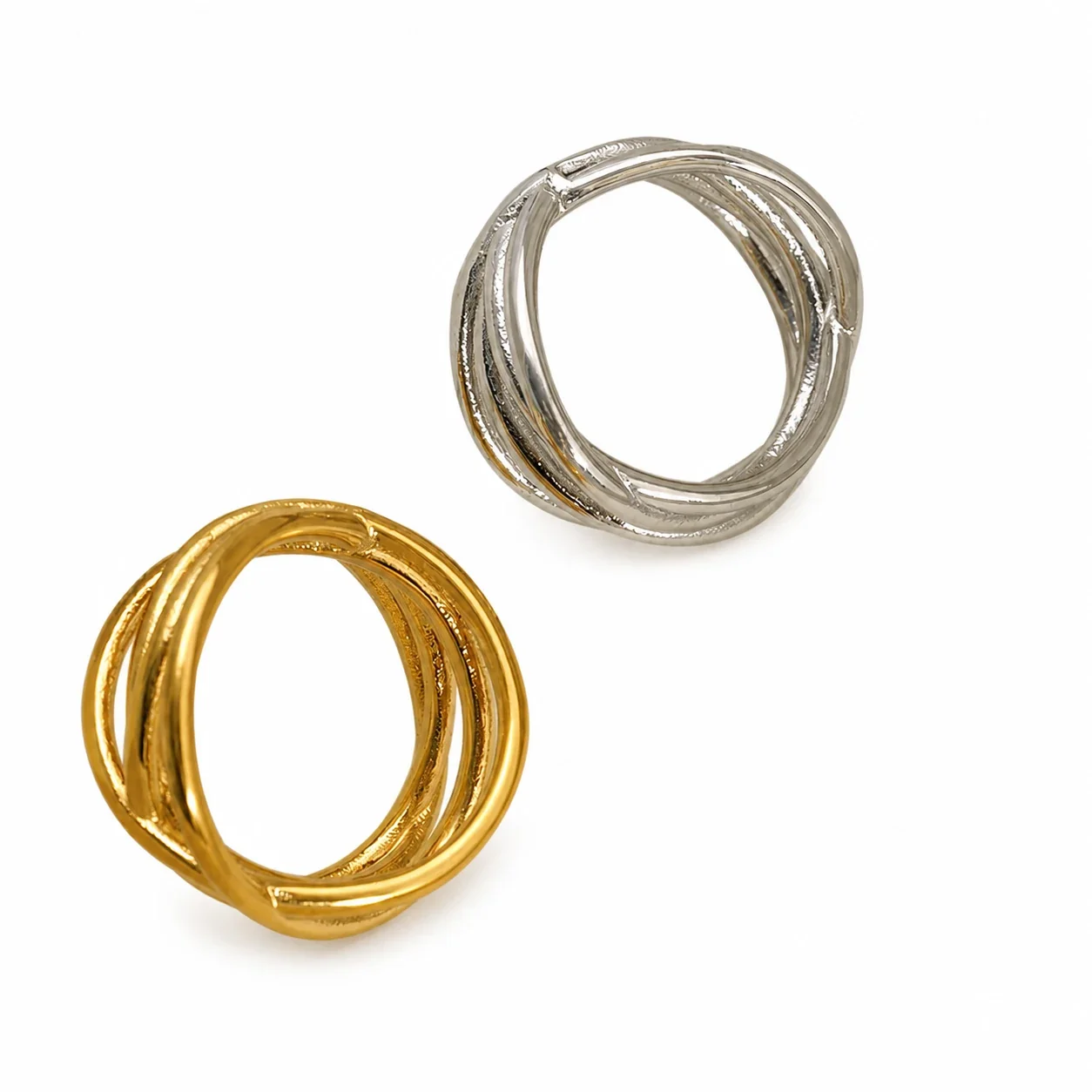 Fluid 316 Stainless Steel Interlaced Multi-Band Ring