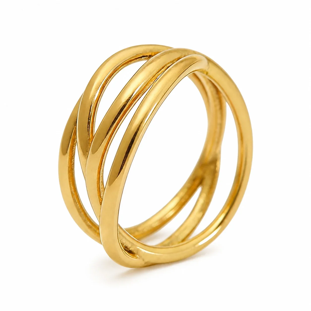 Fluid 316 Stainless Steel Interlaced Multi-Band Ring