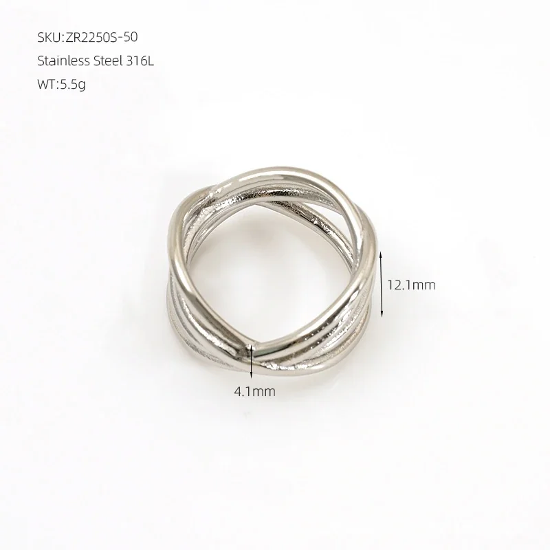 Fluid 316 Stainless Steel Interlaced Multi-Band Ring - Silver