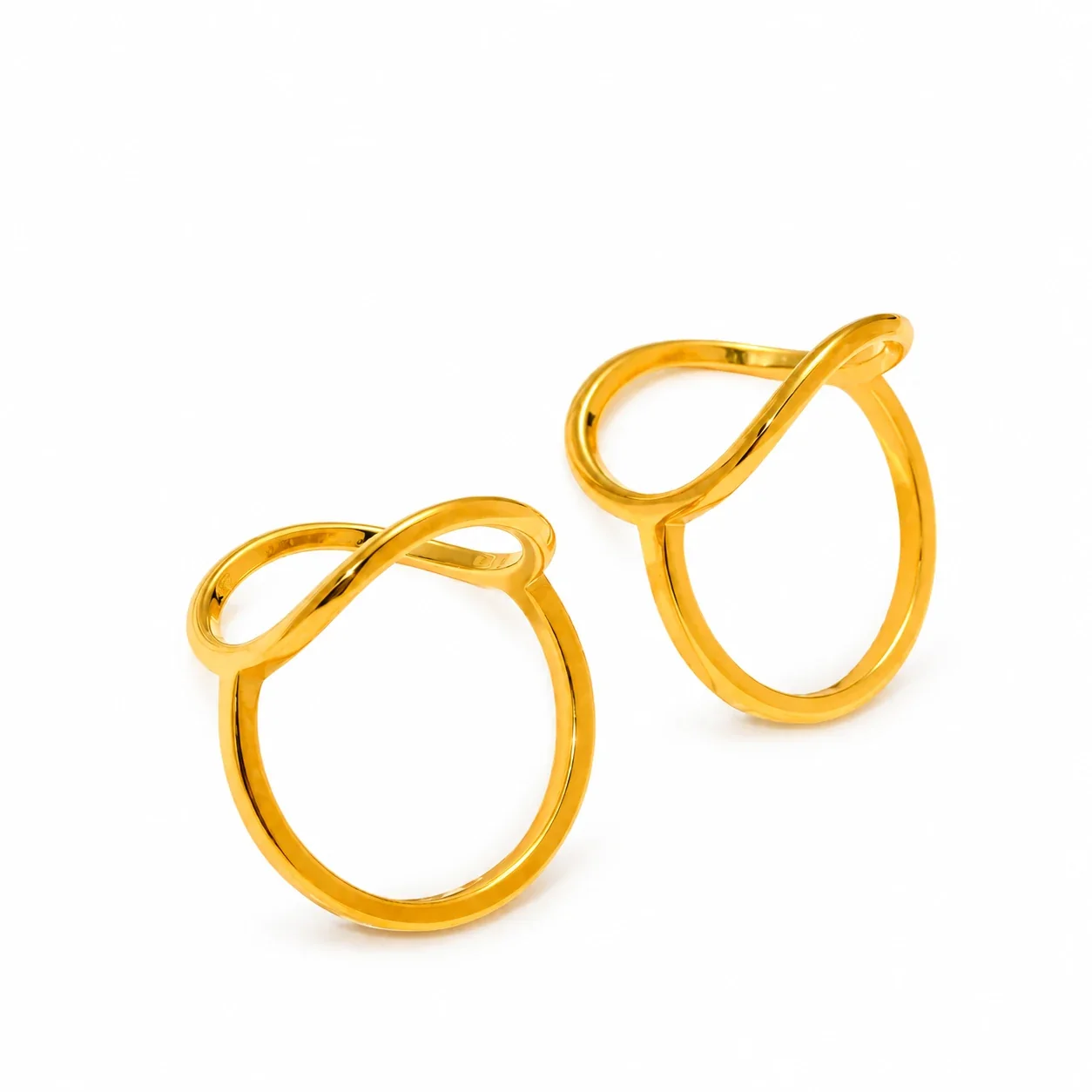 Open Circle Crossover Ring, Gold-Plated Stainless Steel
