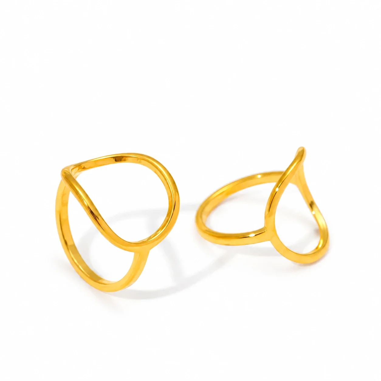 Open Circle Crossover Ring, Gold-Plated Stainless Steel