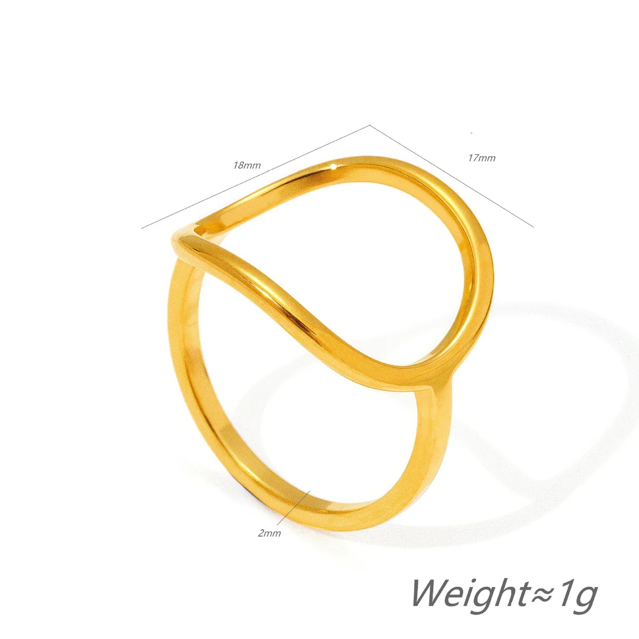 Open Circle Crossover Ring, Gold-Plated Stainless Steel