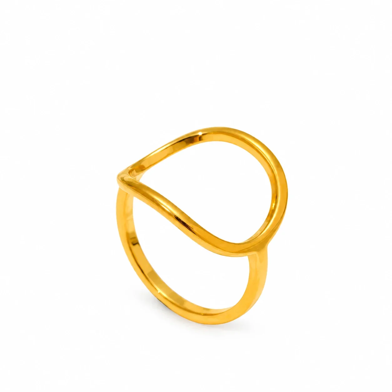Open Circle Crossover Ring, Gold-Plated Stainless Steel - Gold
