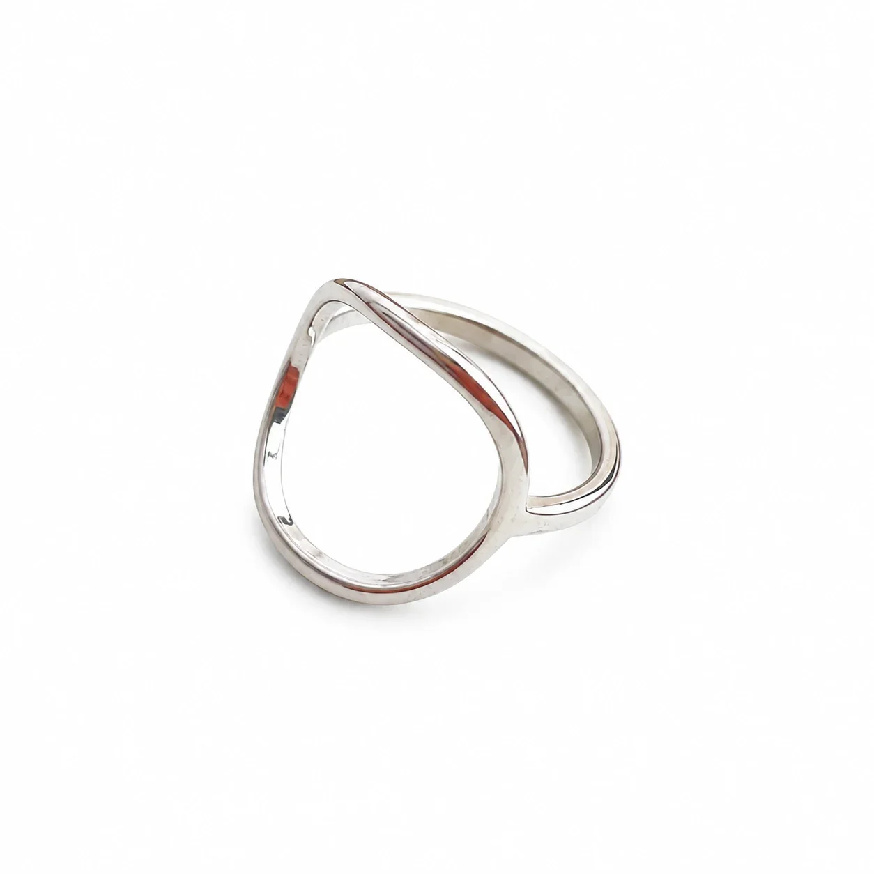 Open Circle Crossover Ring, Gold-Plated Stainless Steel - Silver