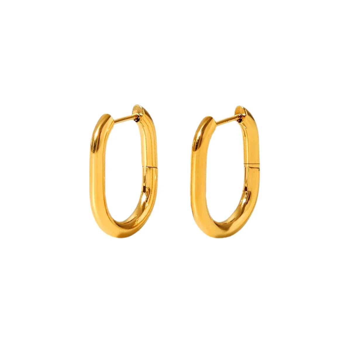 Sculpted Stainless Steel U-Shaped Hoop Earrings