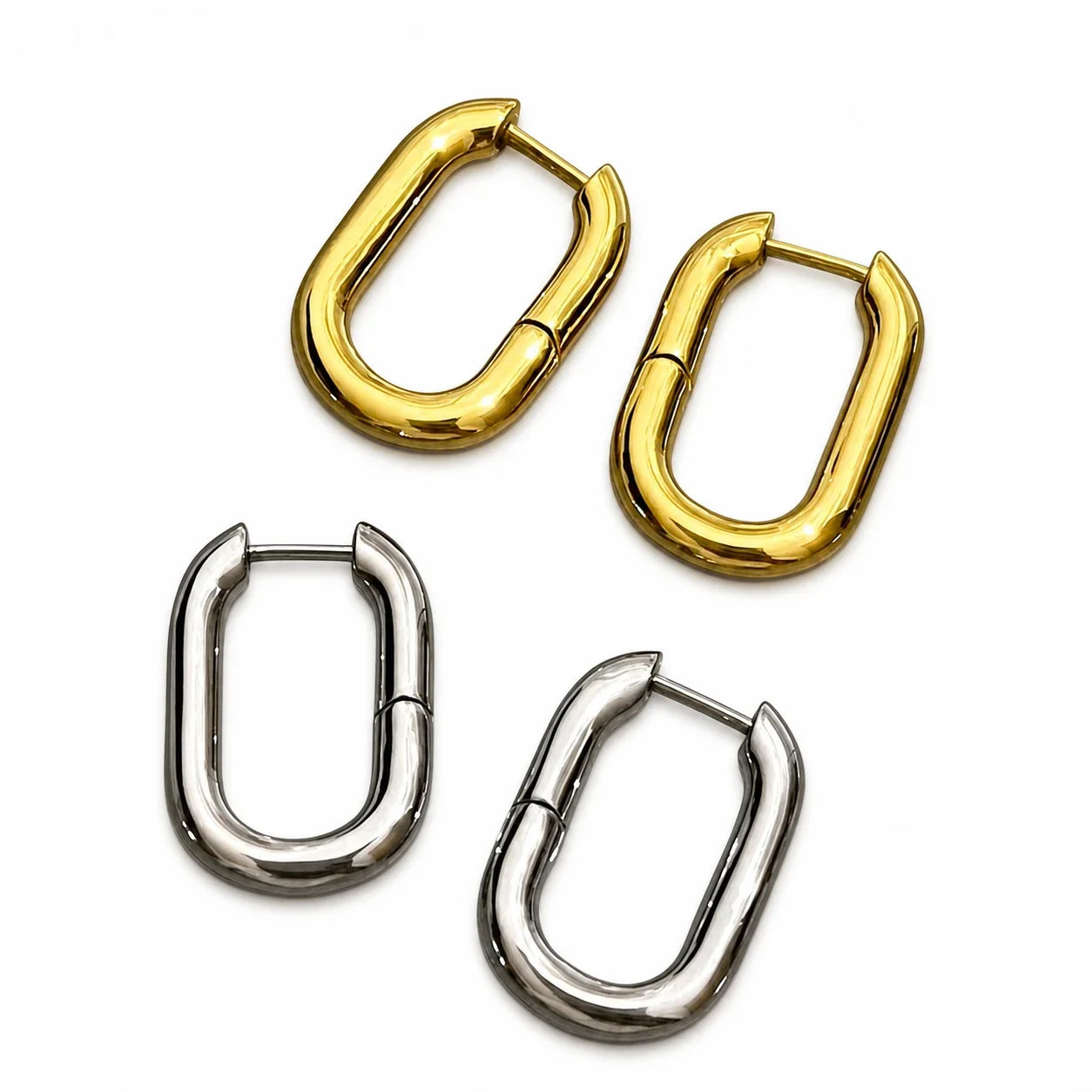 Sculpted Stainless Steel U-Shaped Hoop Earrings