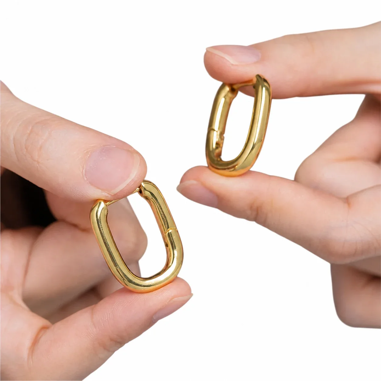 Sculpted Stainless Steel U-Shaped Hoop Earrings