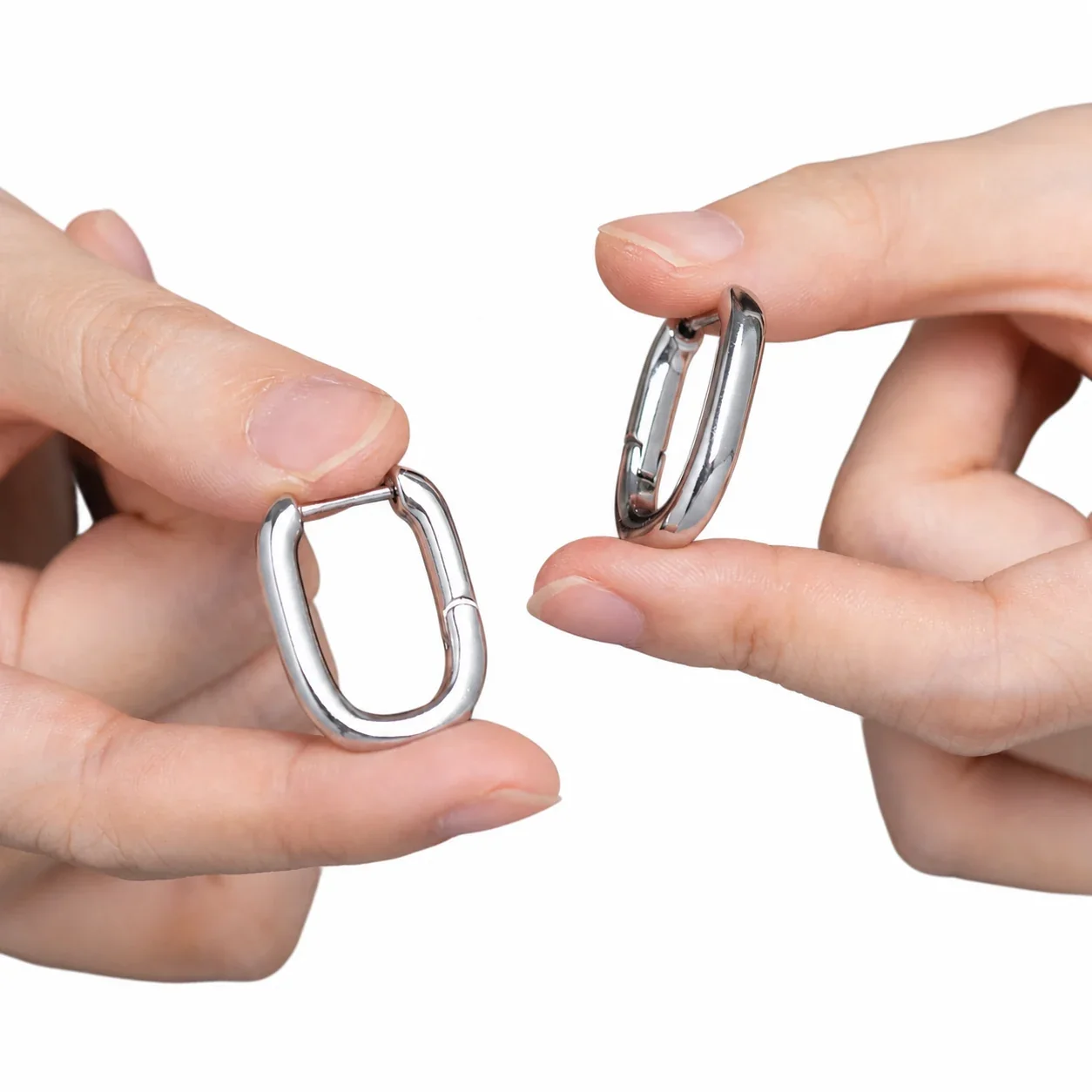 Sculpted Stainless Steel U-Shaped Hoop Earrings