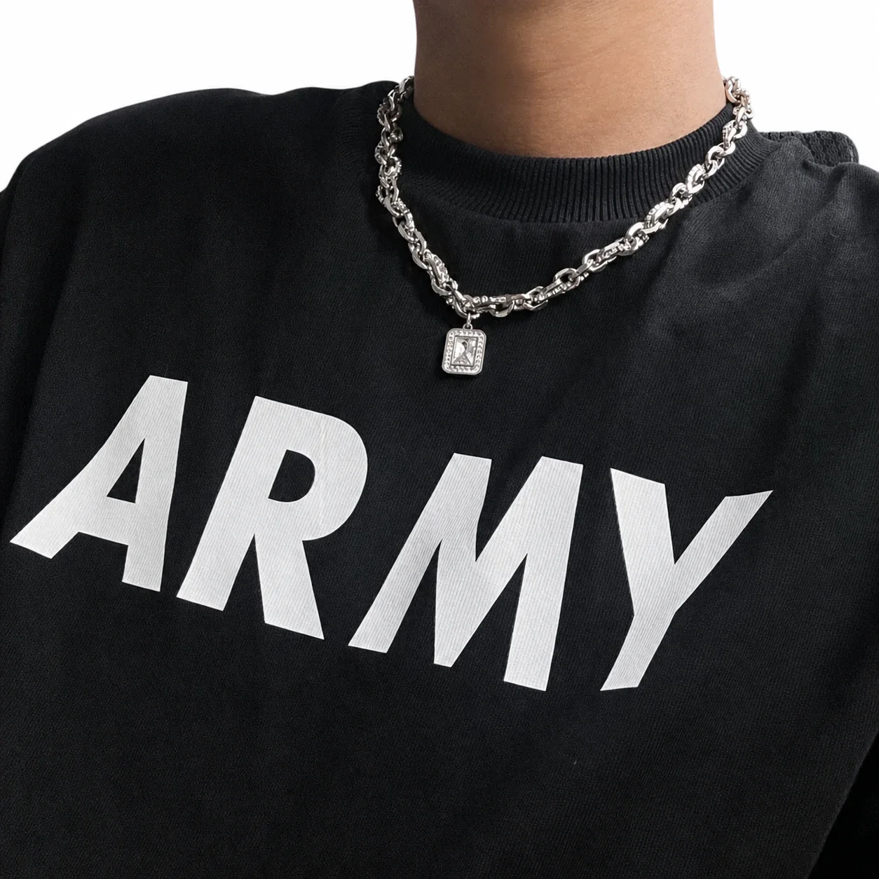 Bold Silver-Plated Cuban Link Baguette Pendant Necklace