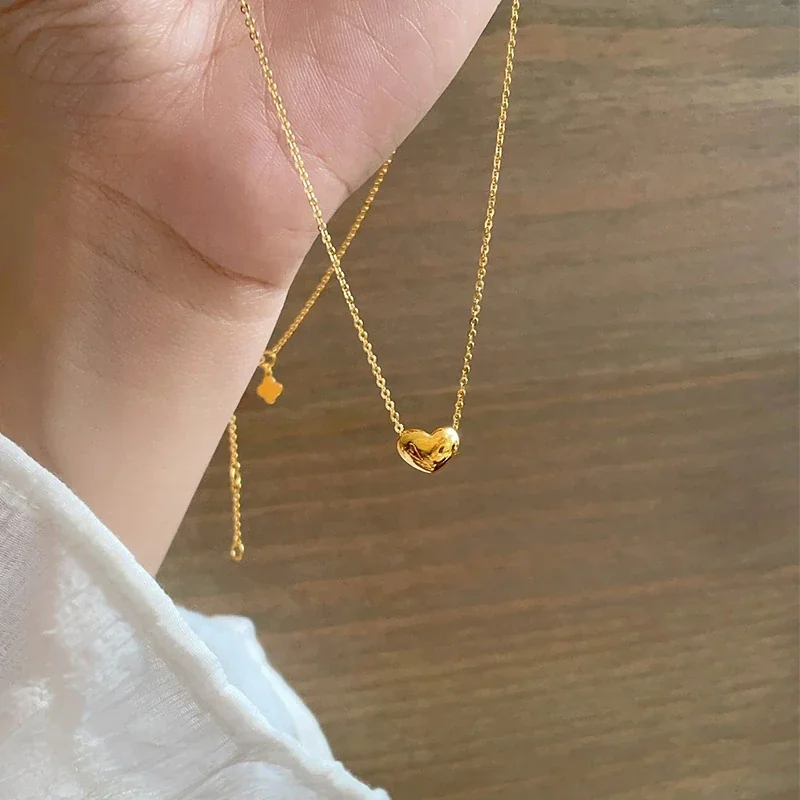 Hartketting met bol hartje, 18K verguld roestvrij staal productfoto