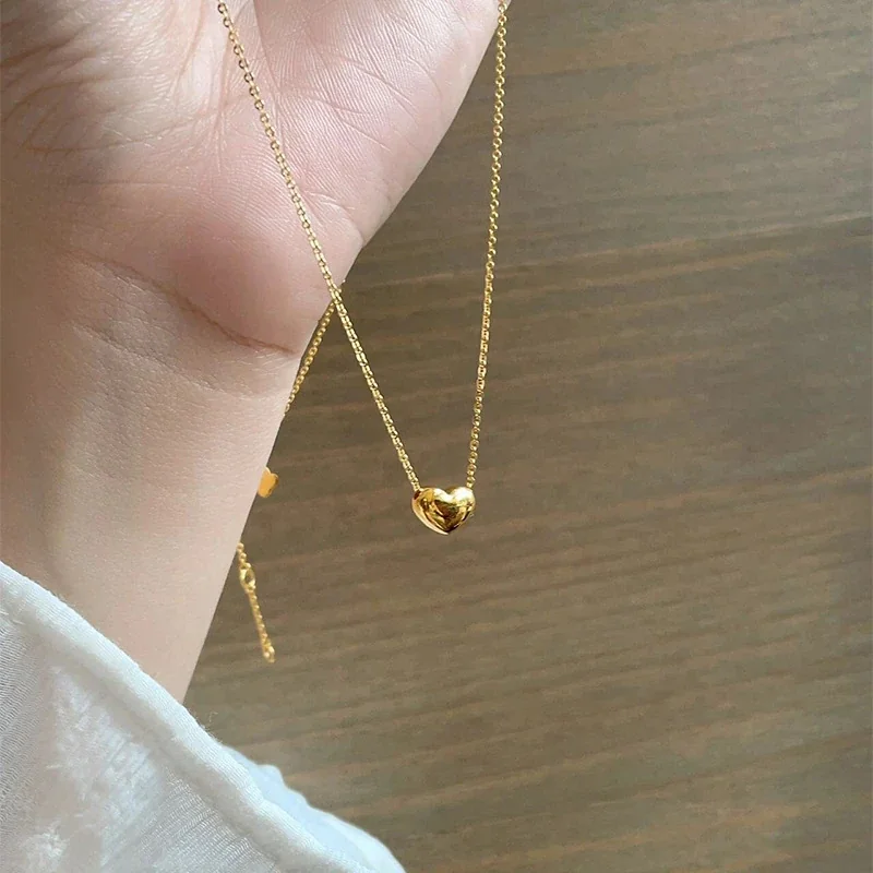 Hartketting met bol hartje, 18K verguld roestvrij staal productfoto