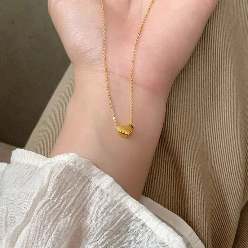 Hartketting met bol hartje, 18K verguld roestvrij staal productfoto