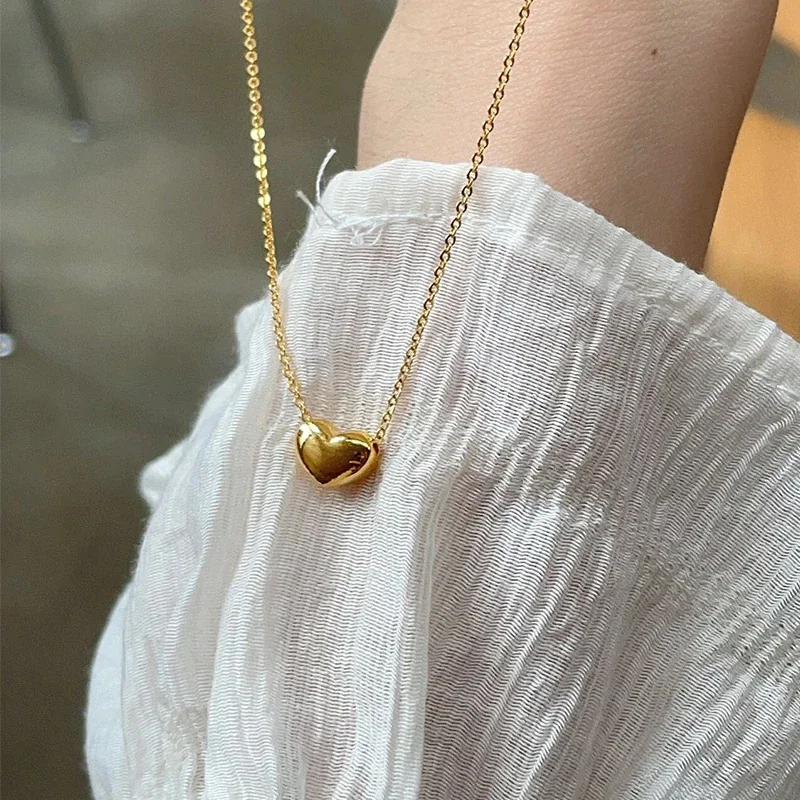 Hartketting met bol hartje, 18K verguld roestvrij staal productfoto