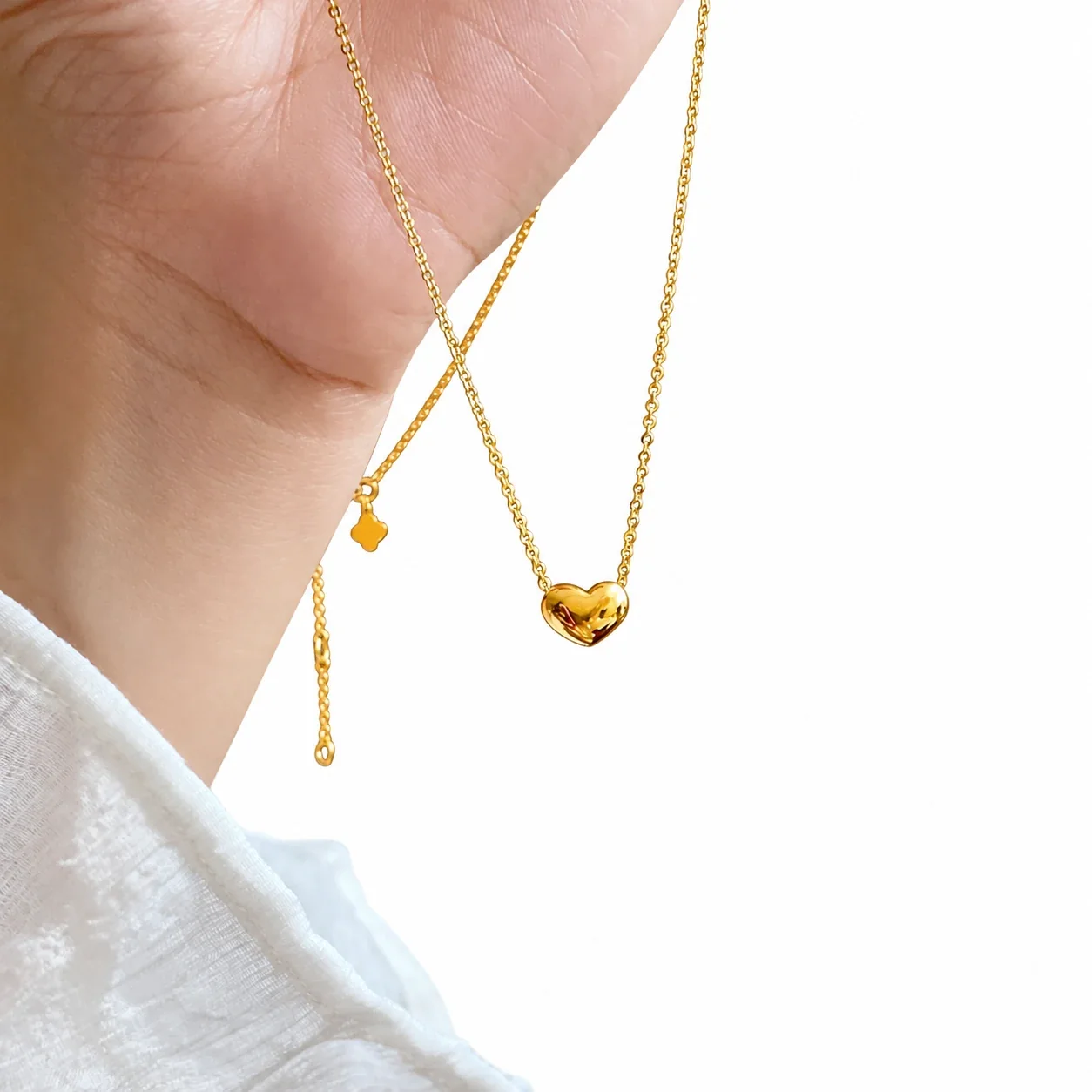 Hartketting met bol hartje, 18K verguld roestvrij staal productfoto