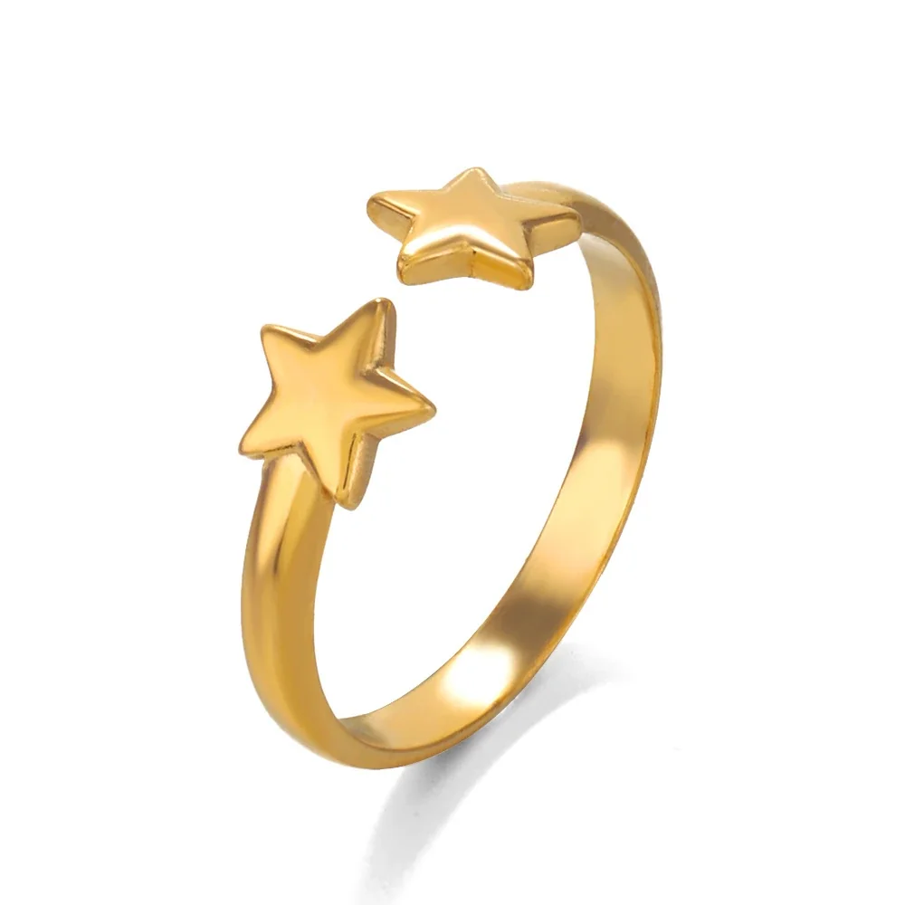 Celestial Gold-Plated Open-Front Double Star Ring