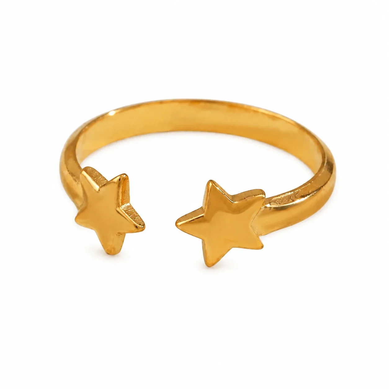 Celestial Gold-Plated Open-Front Double Star Ring