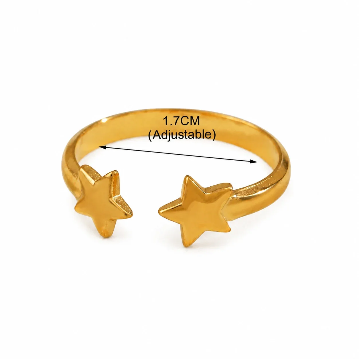 Celestial Gold-Plated Open-Front Double Star Ring - Gold