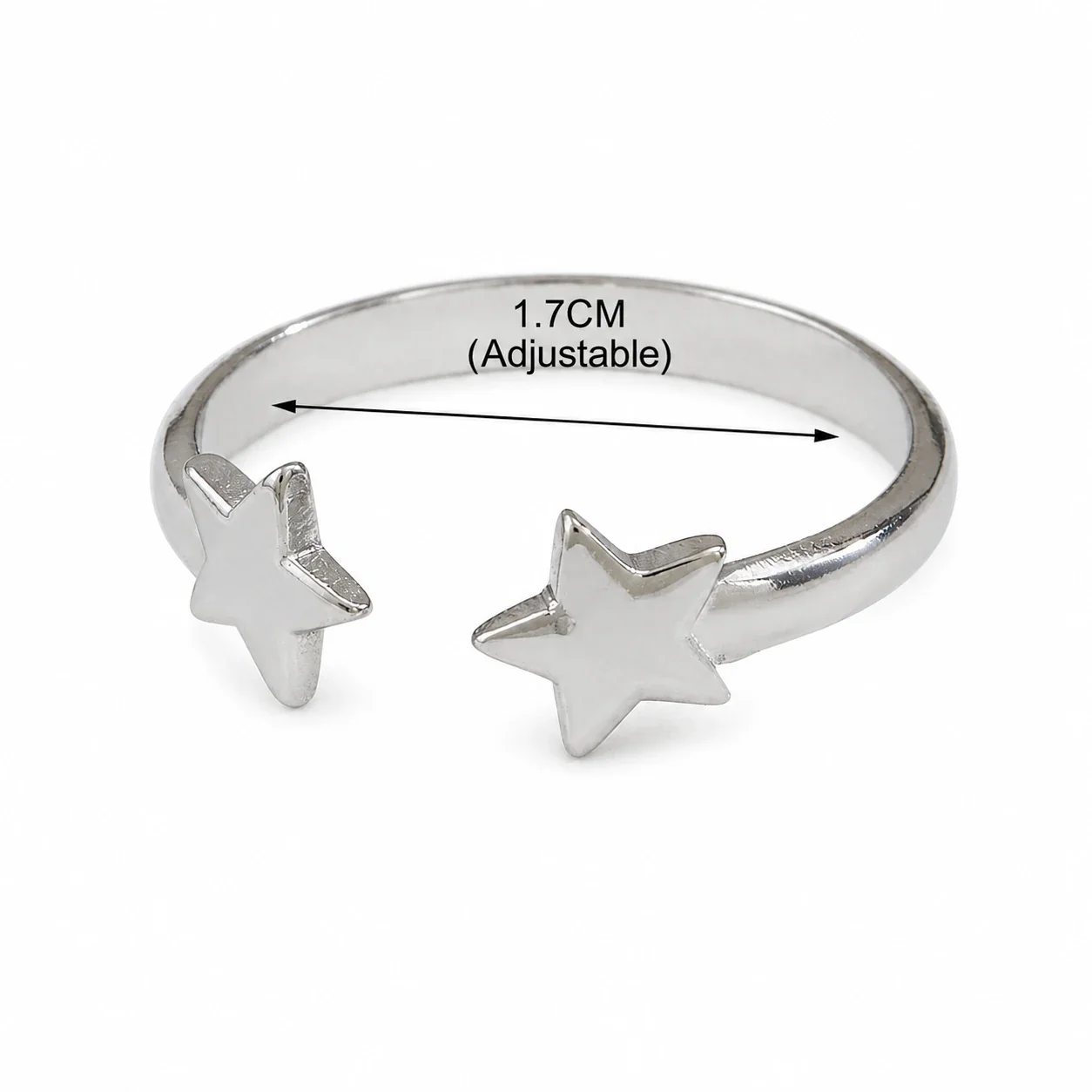 Celestial Gold-Plated Open-Front Double Star Ring - Silver