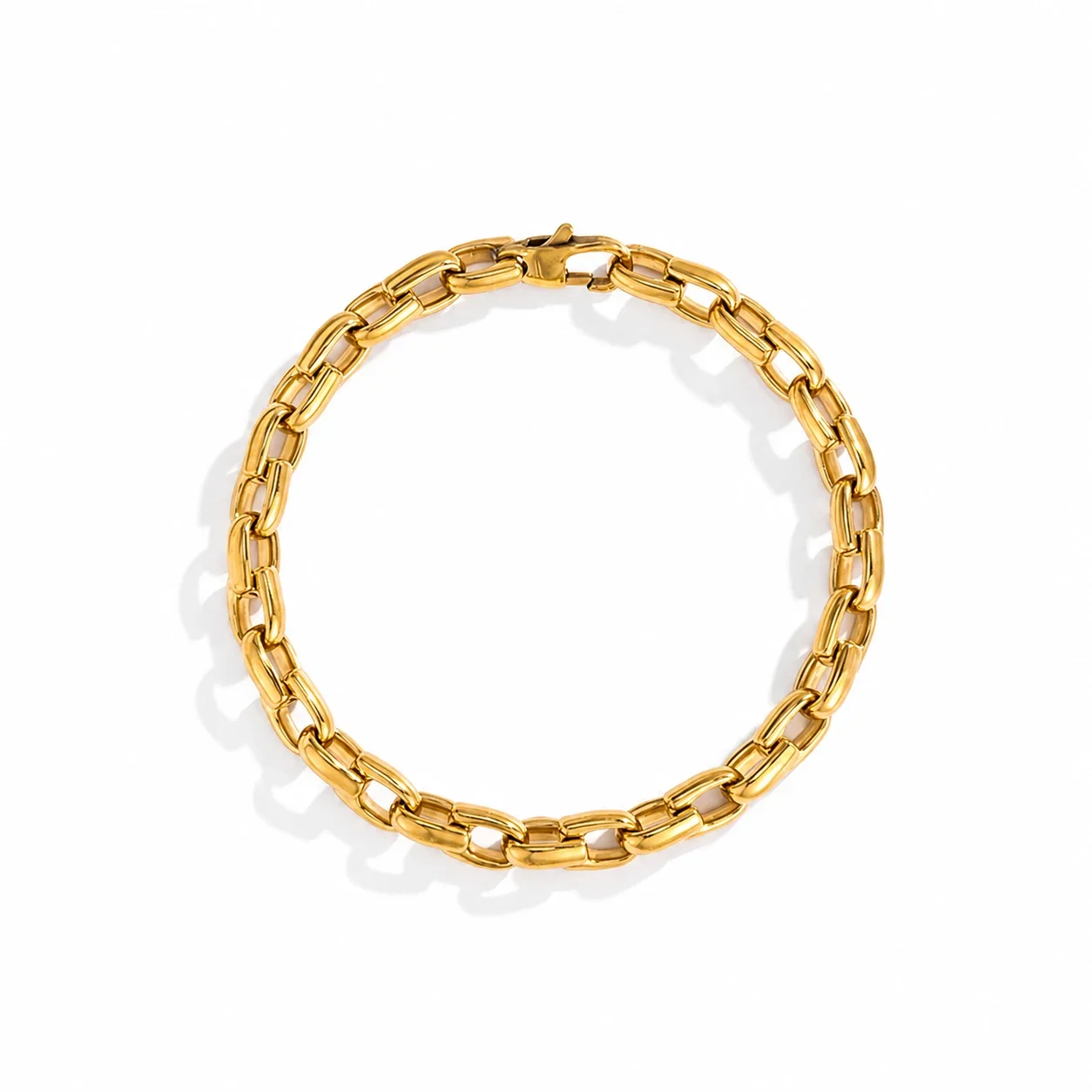Bold 316 Stainless Steel Box Link Chain Bracelet - Gold U-Shaped