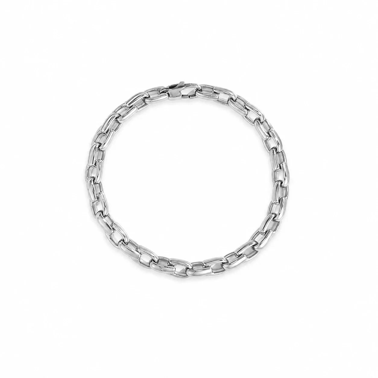 Bold 316 Stainless Steel Box Link Chain Bracelet - Silver U-Shaped