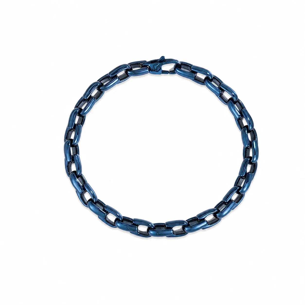 Bold 316 Stainless Steel Box Link Chain Bracelet - Blue