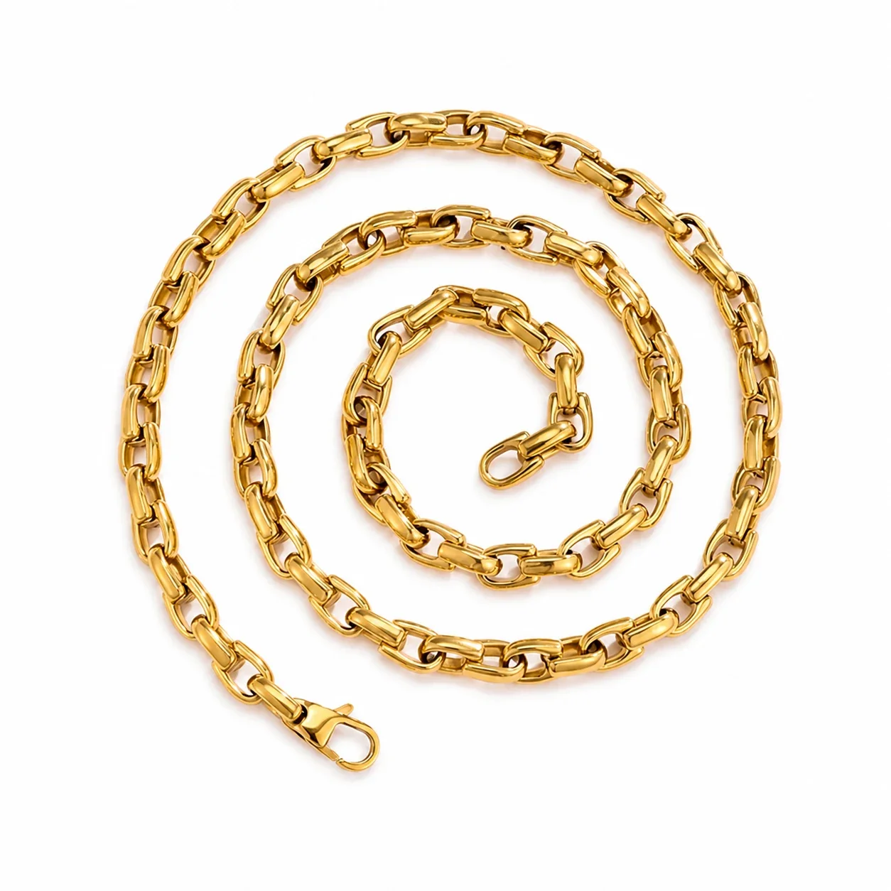 Bold 316 Stainless Steel Box Link Chain Bracelet - 18K Gold