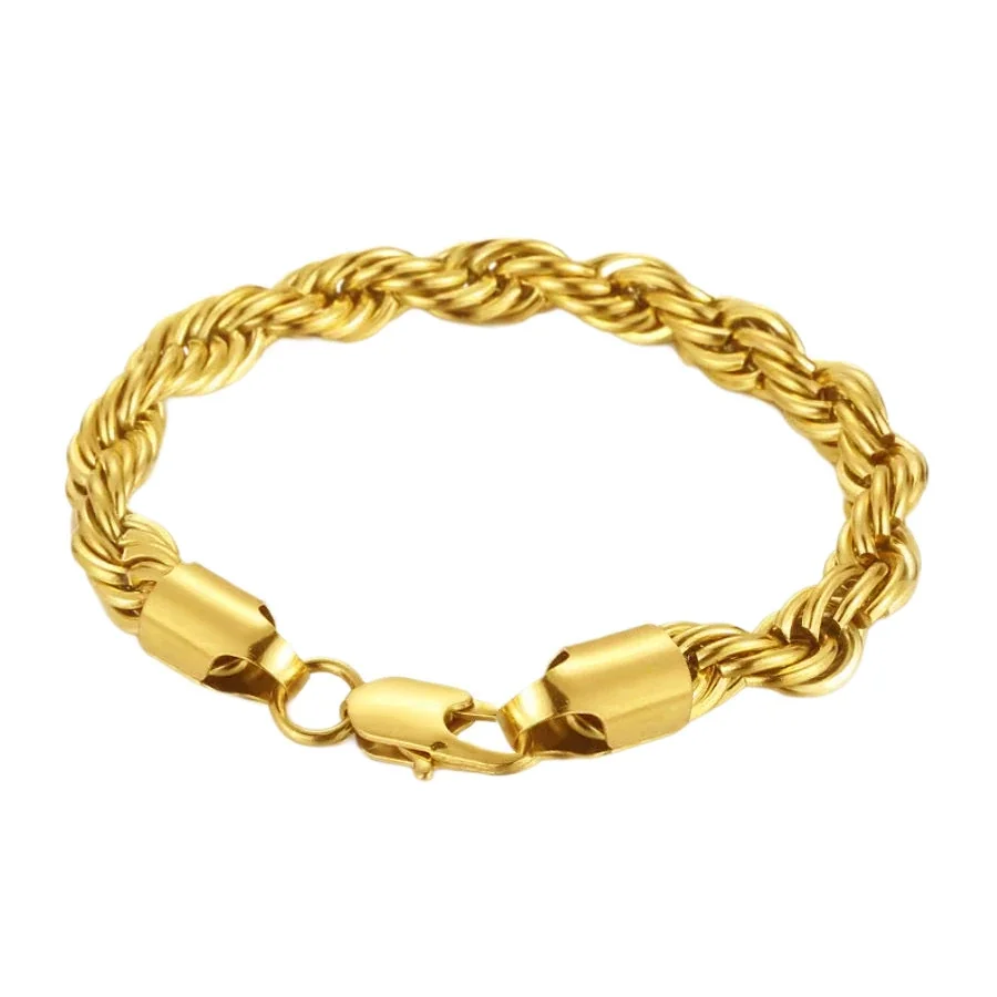 Bold Gold-Plated Stainless Steel Rope Chain Necklace
