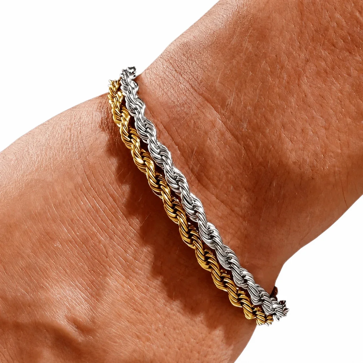 Bold Gold-Plated Stainless Steel Rope Chain Necklace