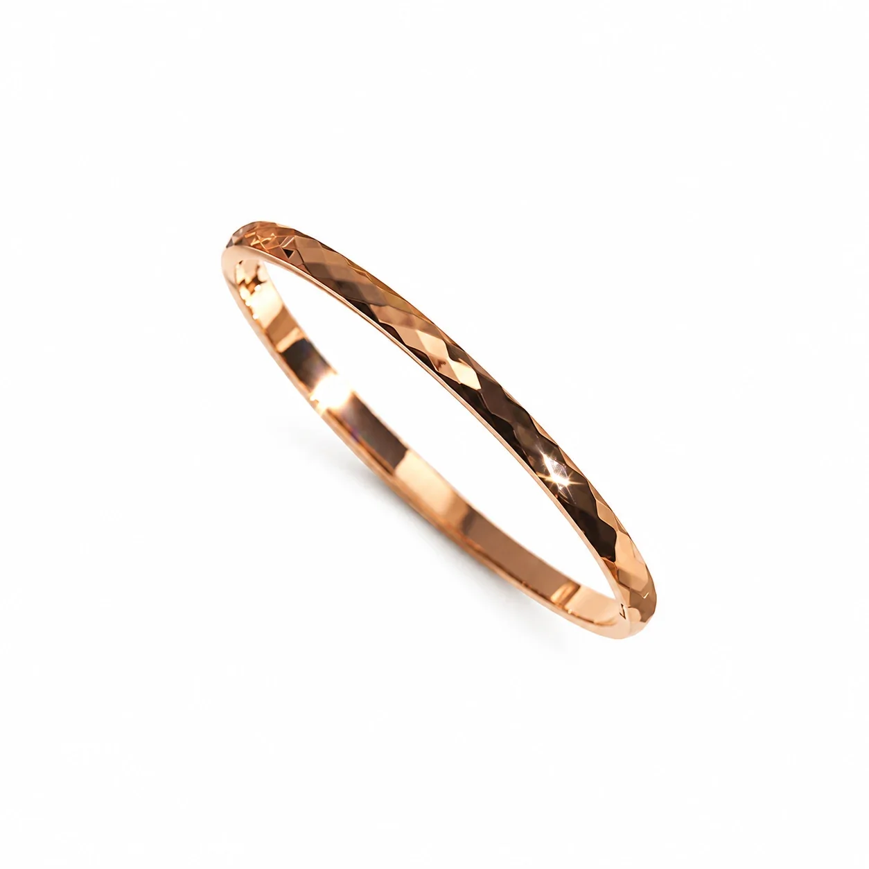 Crystal-Set Slim Bangle Bracelet in Rose Gold-Plated Stainless Steel - 4 mm Faceted Rose Gold