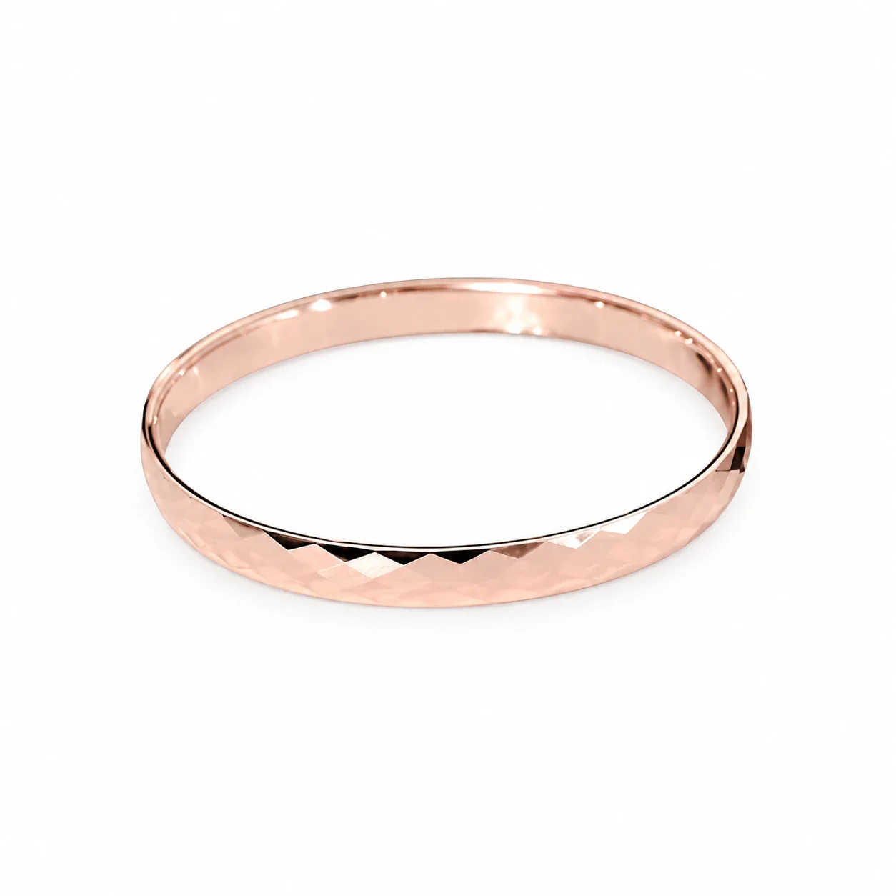 Crystal-Set Slim Bangle Bracelet in Rose Gold-Plated Stainless Steel - 6 mm Faceted Rose Gold
