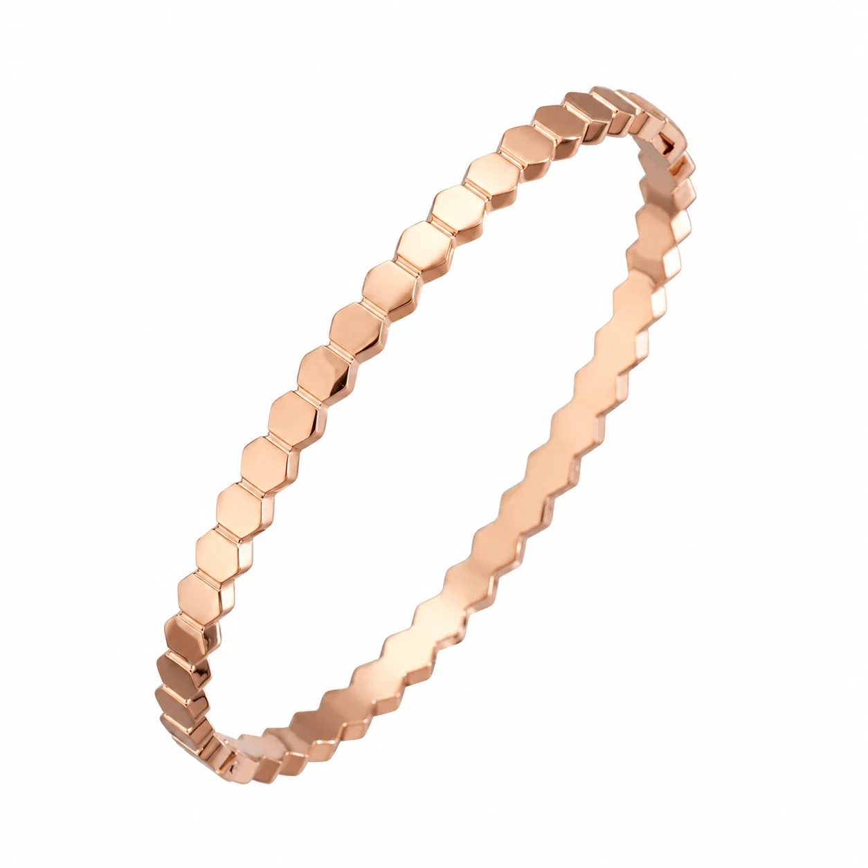 Crystal-Set Slim Bangle Bracelet in Rose Gold-Plated Stainless Steel - Polished Honeycomb Rose Gold