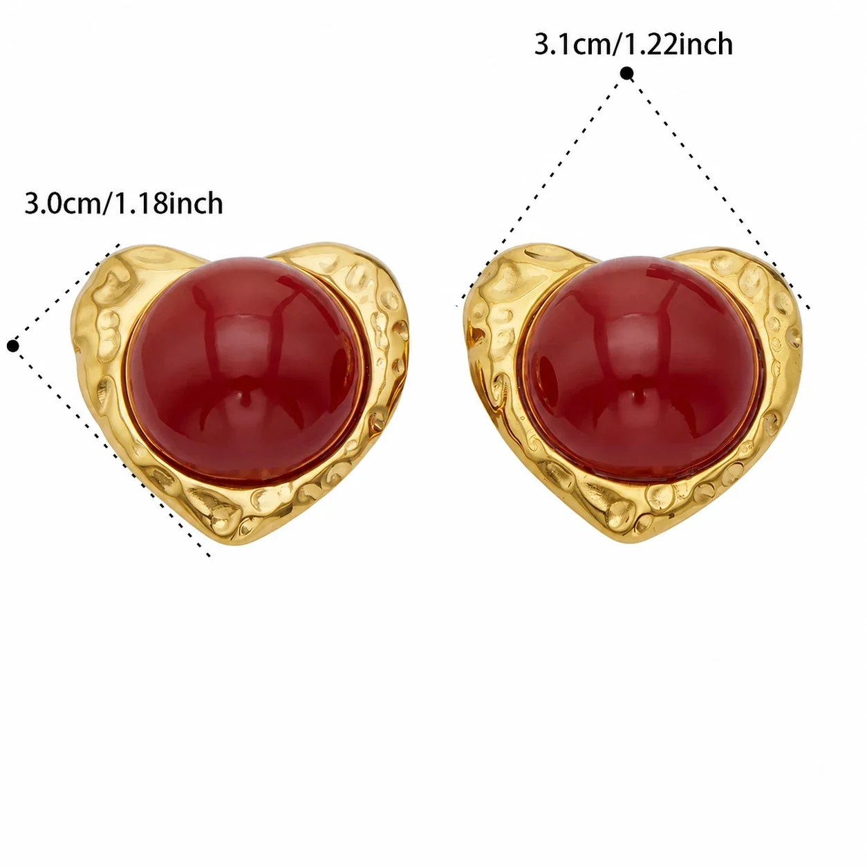 Foto prodotto: Orecchini a Cuore Martellato in Acciaio Chirurgico 316L Placcati Oro 18K con Perla - PVD