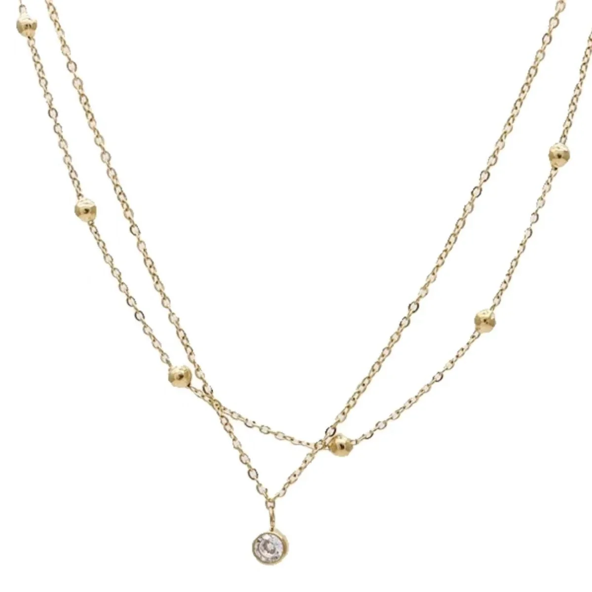 Delicate Stainless Steel Double Chain Bead Crystal Anklet