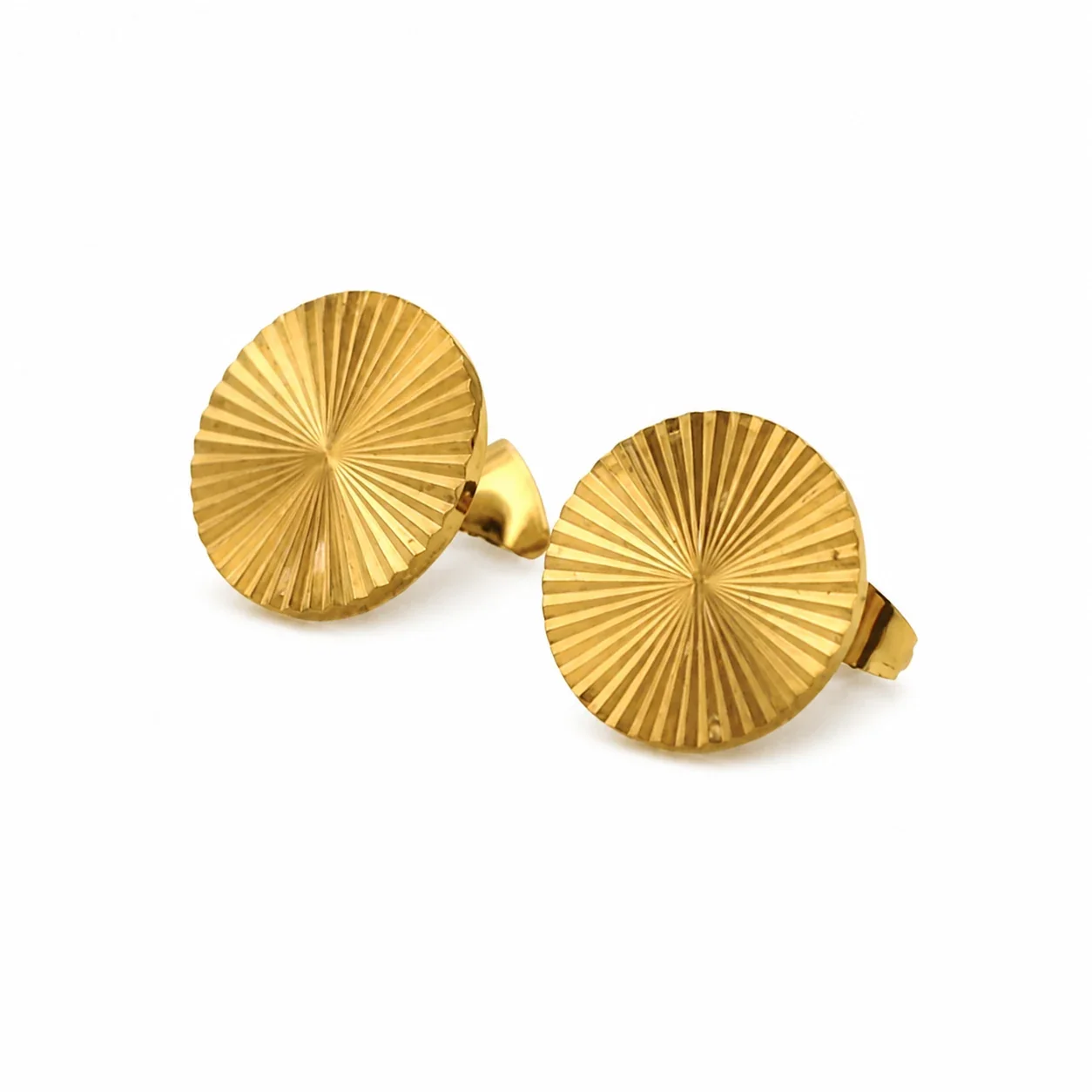 Radiant Gold-Plated 316 Stainless Steel Sunburst Stud Earrings