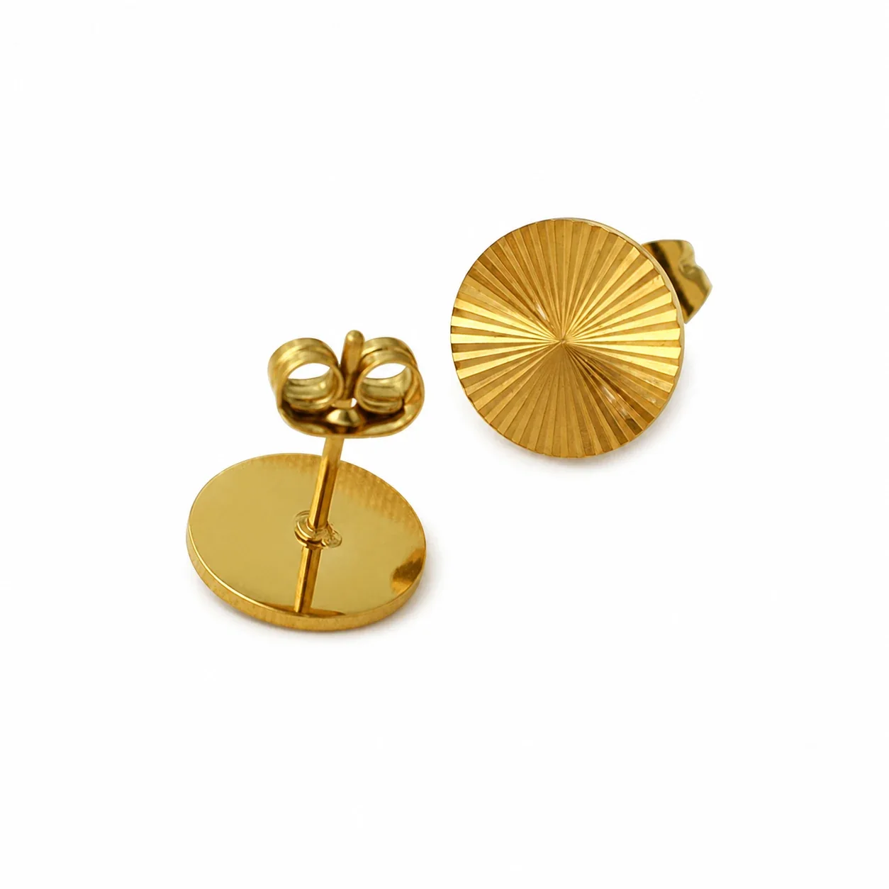 Radiant Gold-Plated 316 Stainless Steel Sunburst Stud Earrings