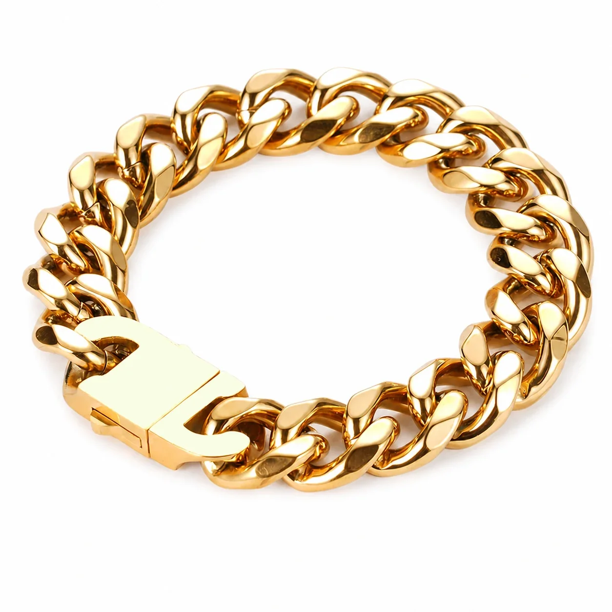 Bold 316 Stainless Steel Cuban Link Chain Bracelet - 18K Gold