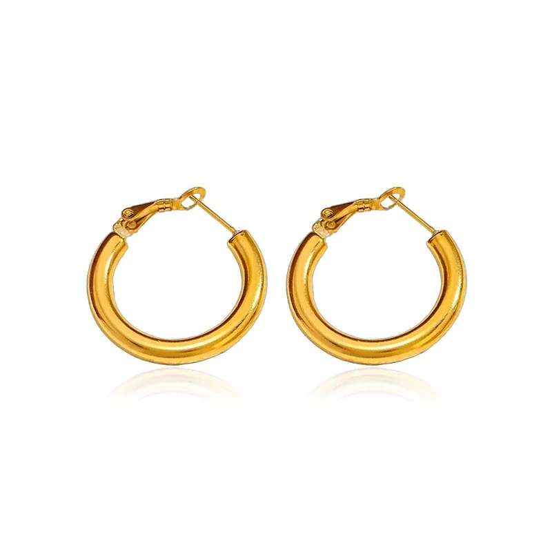Polished 316 Stainless Steel Tube Hoop Earrings